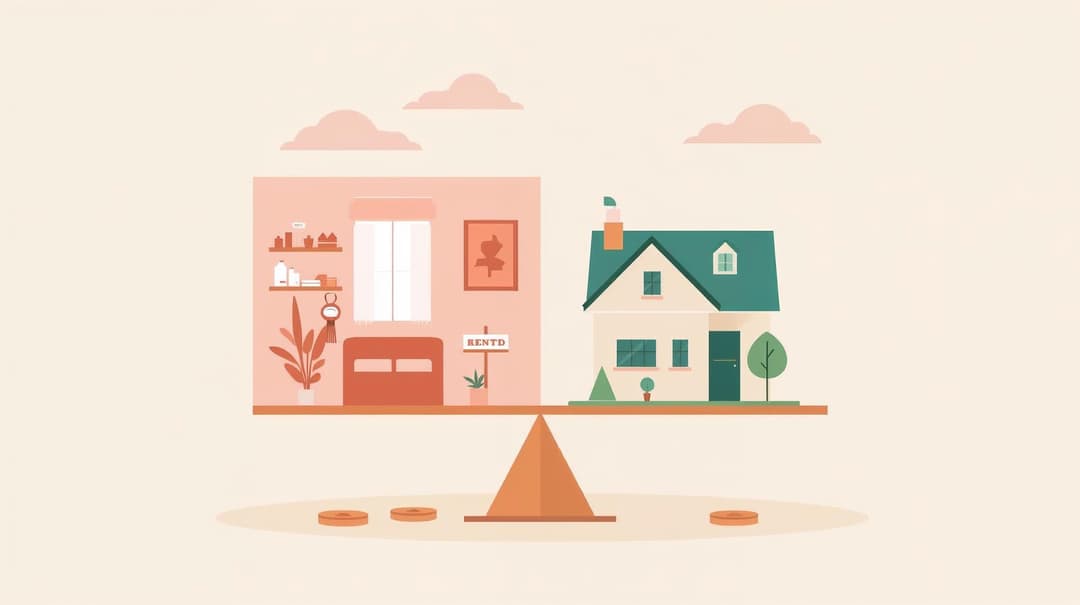 Rent vs Buy illustration comparing renting and owning a home